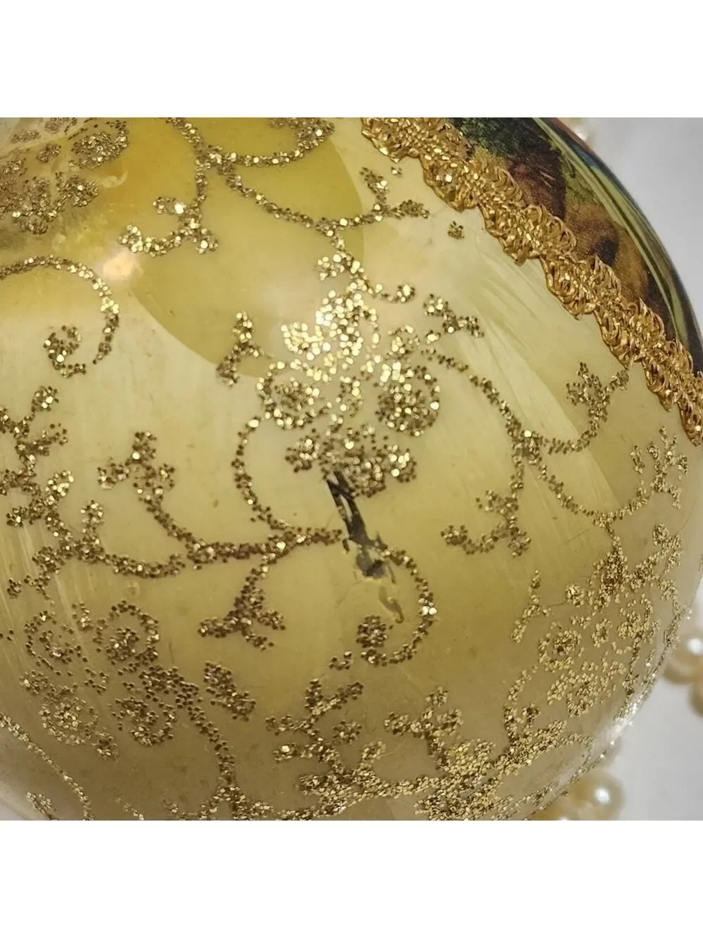 Vtg West Germany Silk Glass hand decorated Nativity ball Christmas ornament